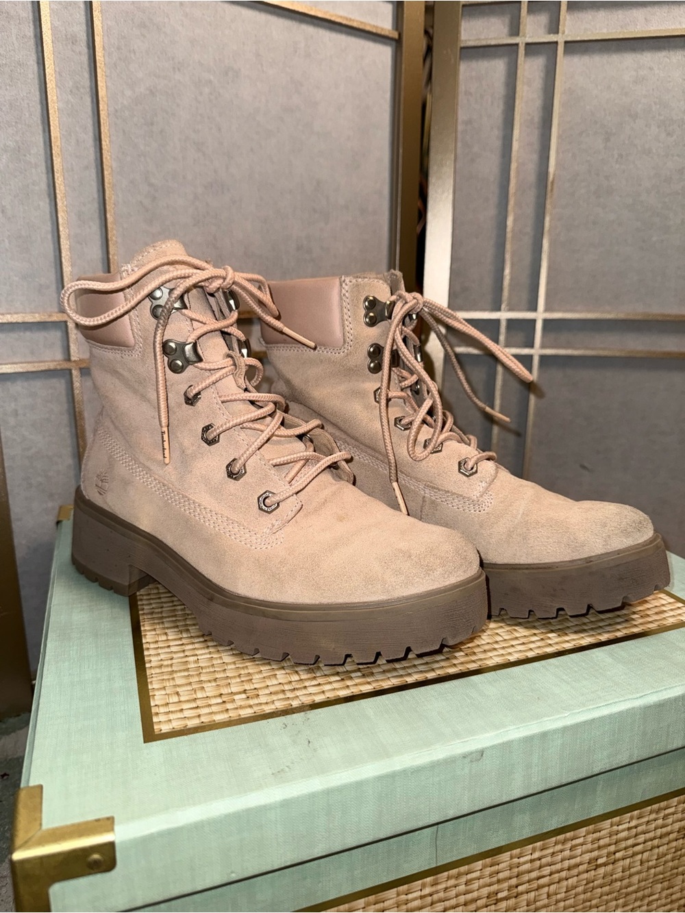 Timberland Blush Suede Lace-Up Lug Boots for Women